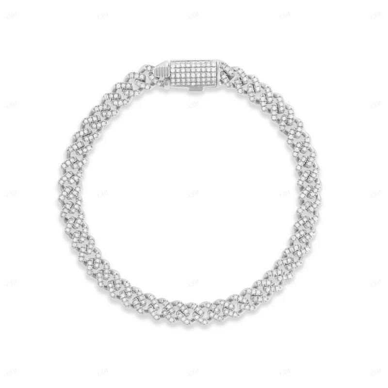 14K Yellow Gold Mossanite Cuban Link Bracelet For Men CustomDiamJewel