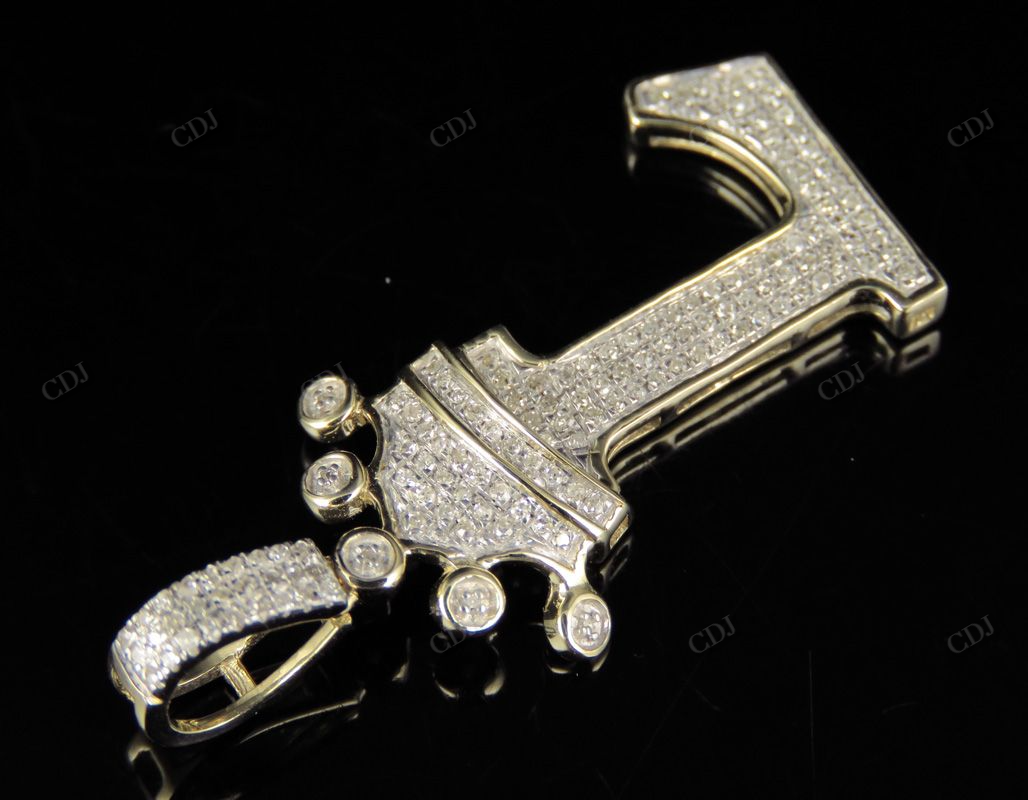 Natural Diamond 10K Gold Custom Initial 'L' Letter Pendant CustomDiamJewel