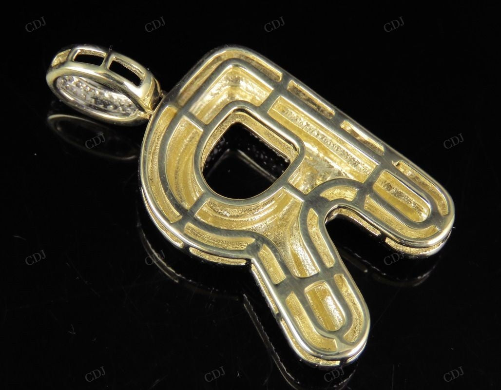 1.4" 1 CTW 10K Gold Real Diamond Bubble Initial R Letter Pendant CustomDiamJewel