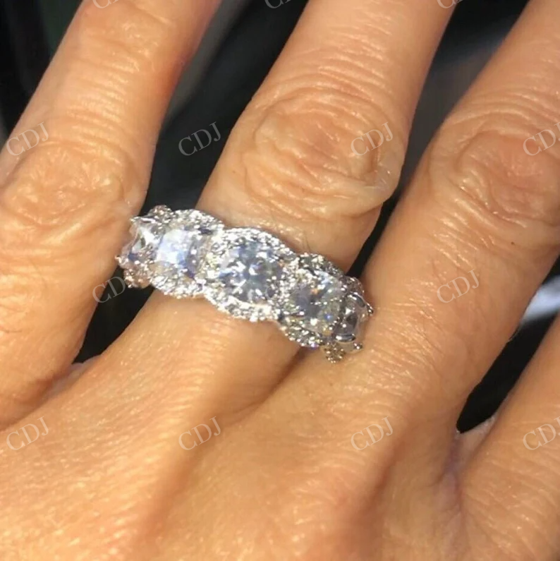 5 Stone Cushion Cut Moissanite Wedding Band  customdiamjewel   