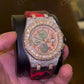 IGI Certified Diamond Red Silicon Belt AP Chrono Watch hip hop jewelry CustomDiamJewel