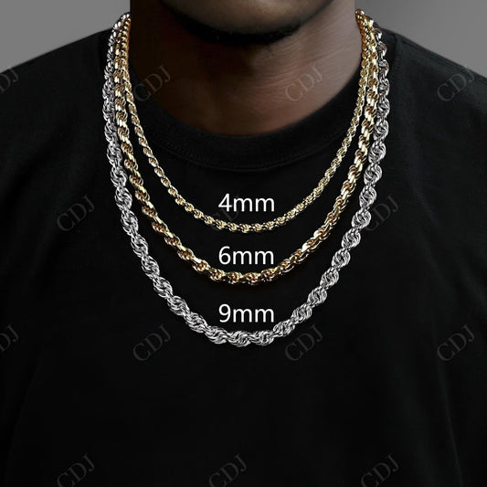 925 Sterling Silver Rope Necklace for Men Women hip hop jewelry CustomDiamJewel   
