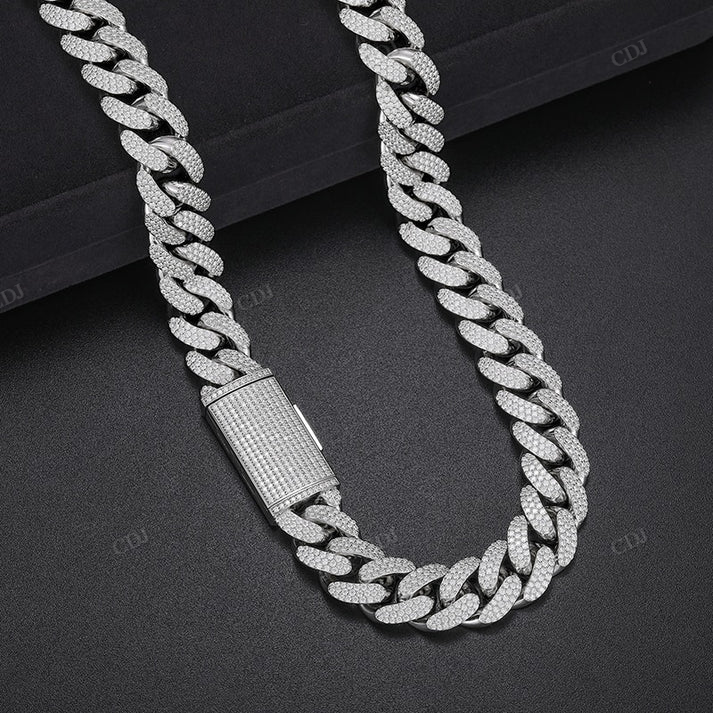Iced Out 15mm S925 Moissanite Curb Cuban Chain hip hop jewelry CustomDiamJewel