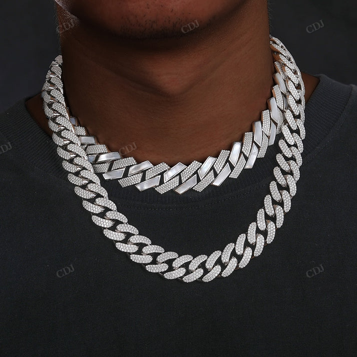 Iced Out 15mm S925 Moissanite Curb Cuban Chain hip hop jewelry CustomDiamJewel