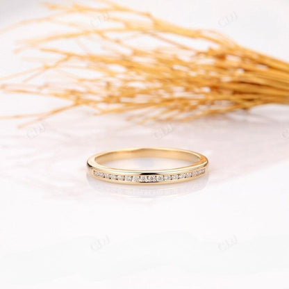 Channel Set 0.16CTW Round Diamond Half Eternity Wedding Band  customdiamjewel 10KT Yellow Gold VVS-EF