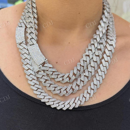 10K White Gold VVS Moissanite Diamond Cuban Link Chain hip hop jewelry CustomDiamJewel   