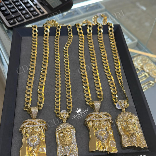 18k Gold Plated Jesus Moissanite Pendant hip hop jewelry CustomDiamJewel   