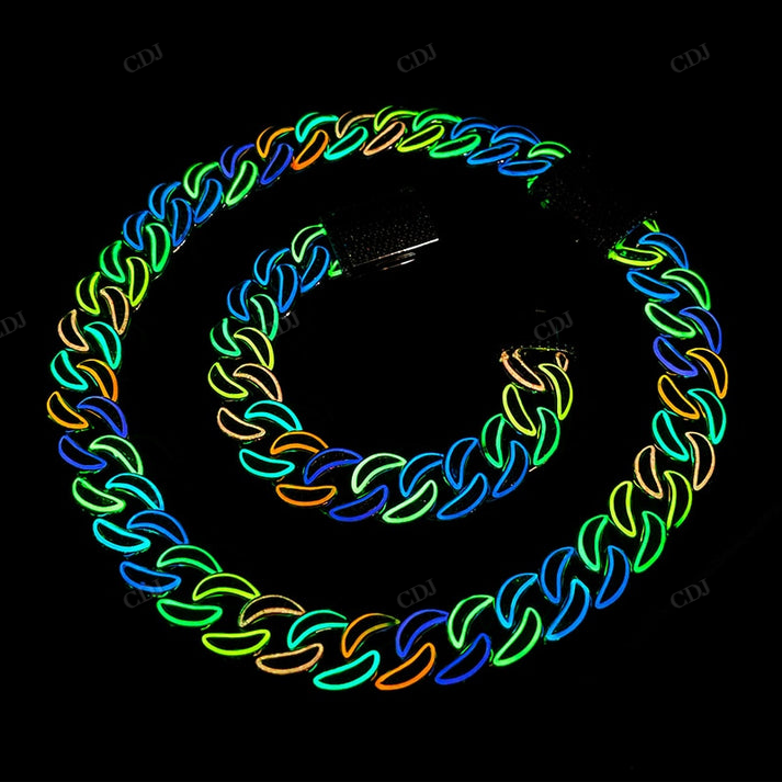 18mm Glow In The Dark VVS Moissanite S925 Cuban Chain hip hop jewelry CustomDiamJewel