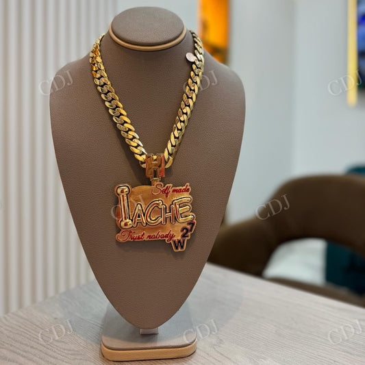 10K Yellow Gold Heavy Iache Trendy Hip Hop Pendant hip hop jewelry CustomDiamJewel   
