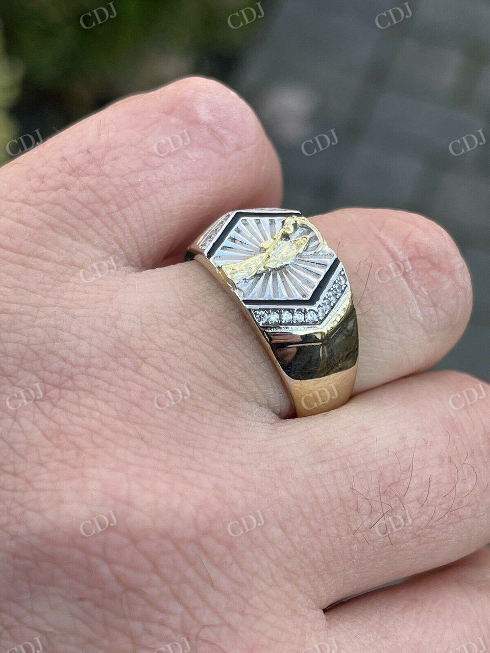 14k Gold Grim Reaper Santa Muerte Pinky Ring  customdiamjewel   