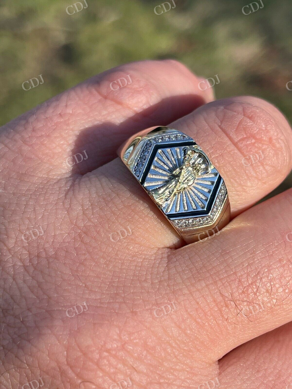 14k Gold Grim Reaper Santa Muerte Pinky Ring  customdiamjewel   
