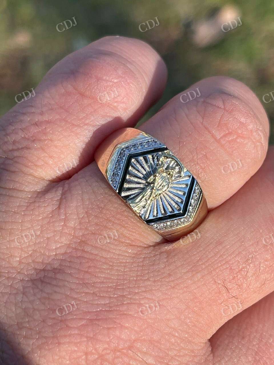 14k Gold Grim Reaper Santa Muerte Pinky Ring  customdiamjewel   