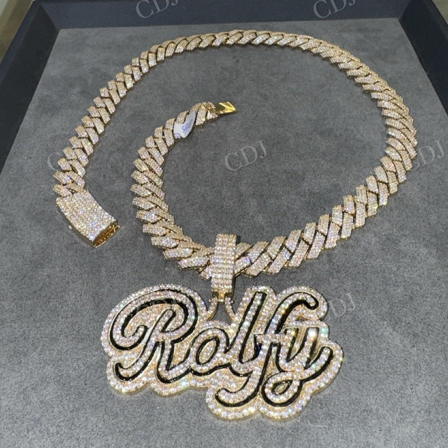 Customized Letter Enamel Pendant Chain Necklace hip hop jewelry CustomDiamJewel   