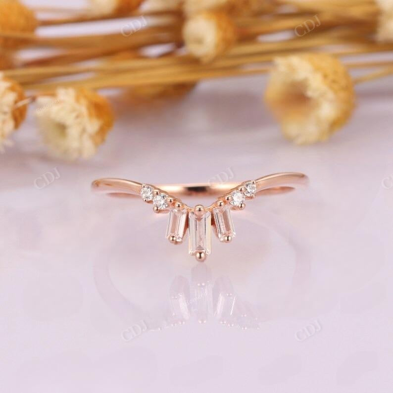 0.39CTW Baguette And Round Diamond Curved Wedding Band  customdiamjewel   