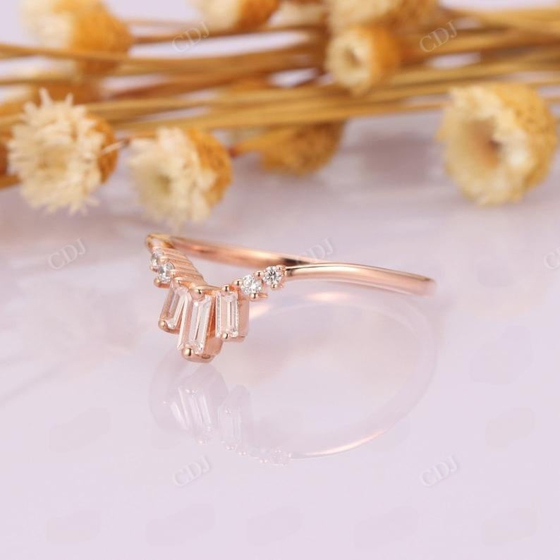 0.39CTW Baguette And Round Diamond Curved Wedding Band  customdiamjewel   