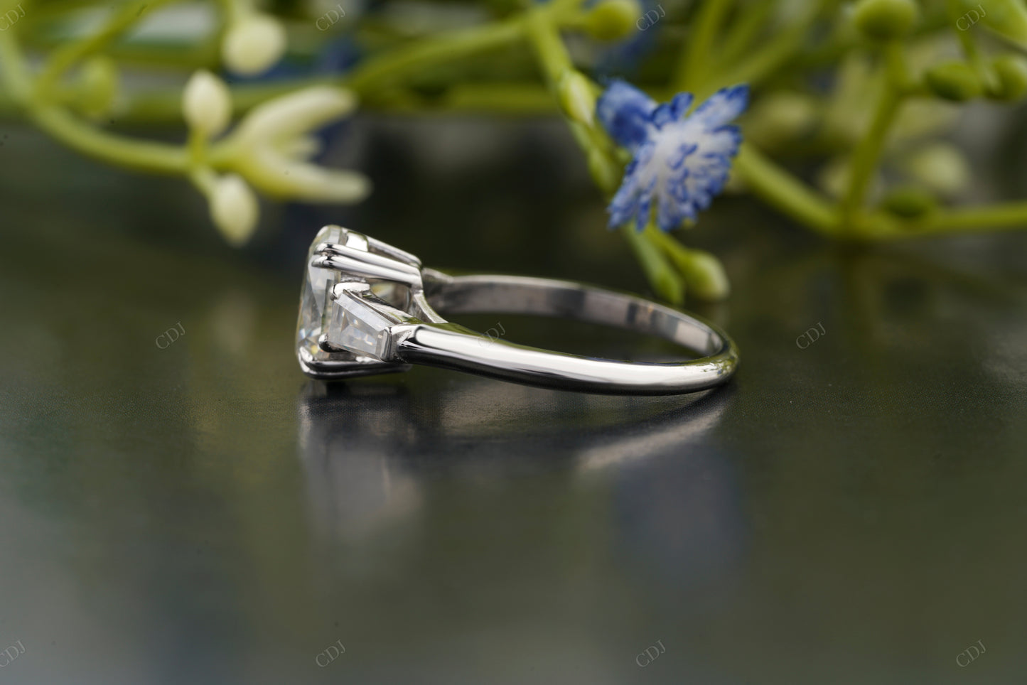 Oval Lab-Grown Diamond Side Stone Ring