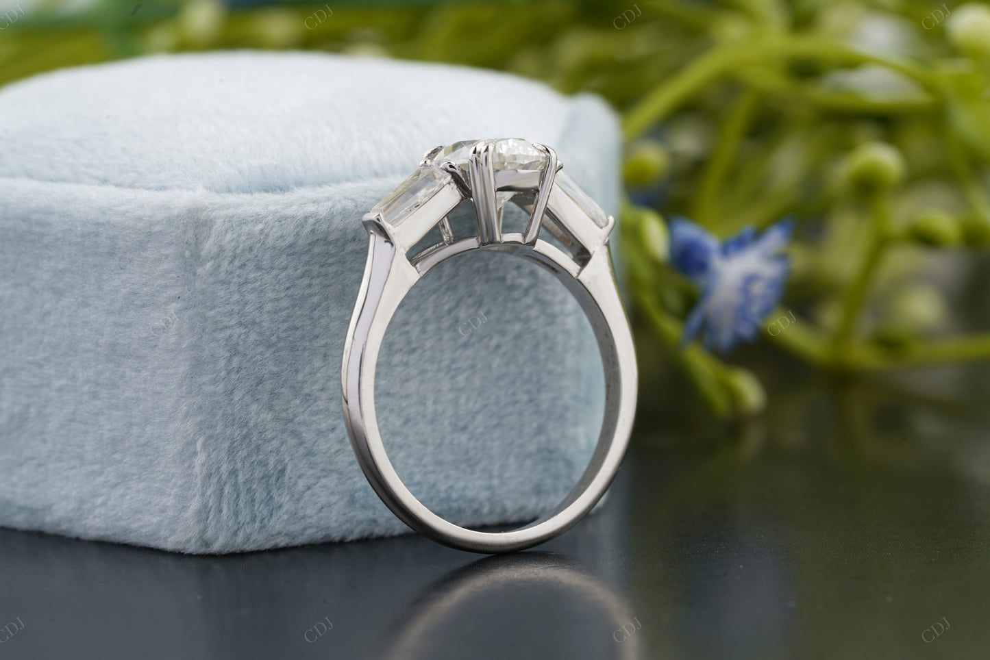 Oval Lab-Grown Diamond Side Stone Ring