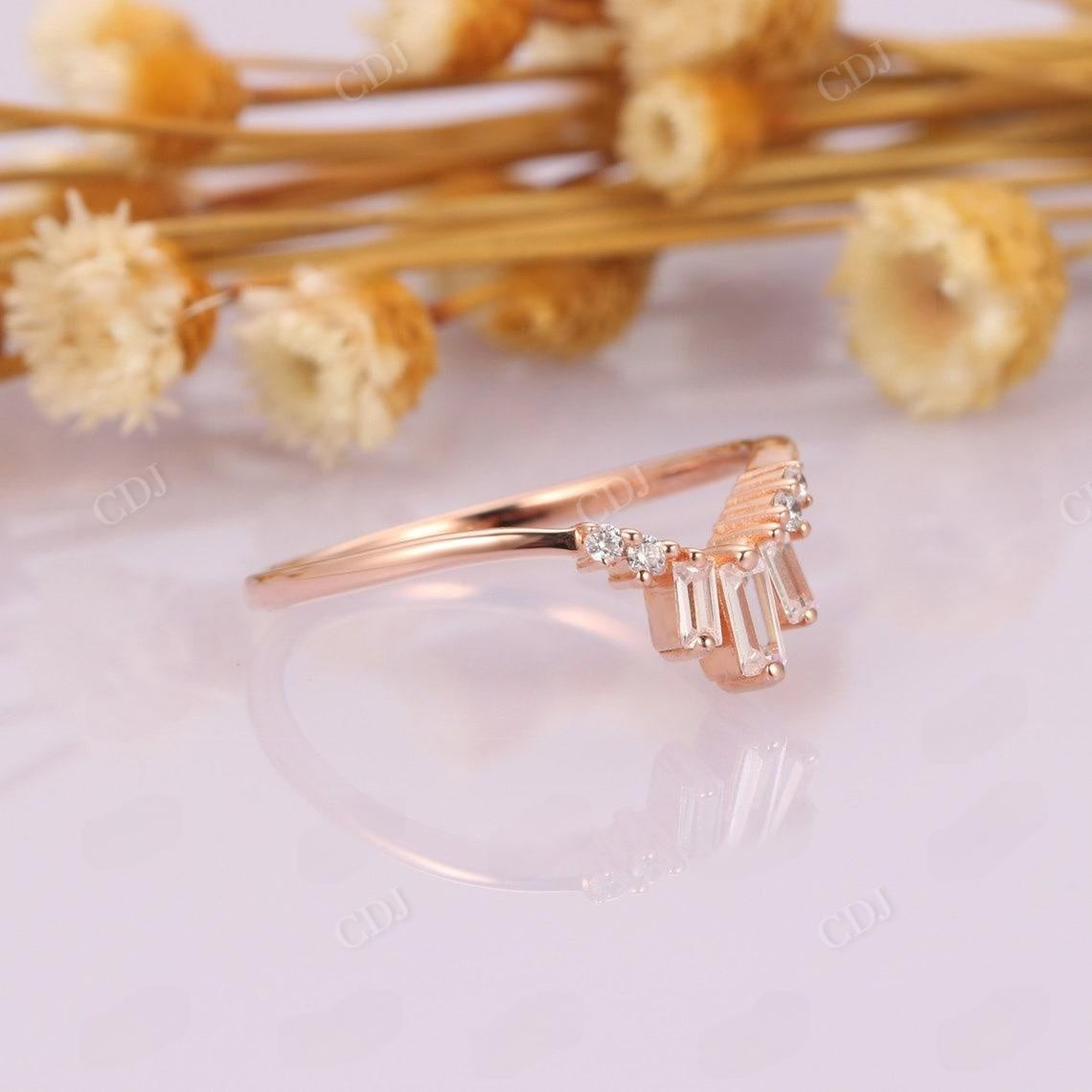 0.39CTW Baguette And Round Diamond Curved Wedding Band  customdiamjewel   