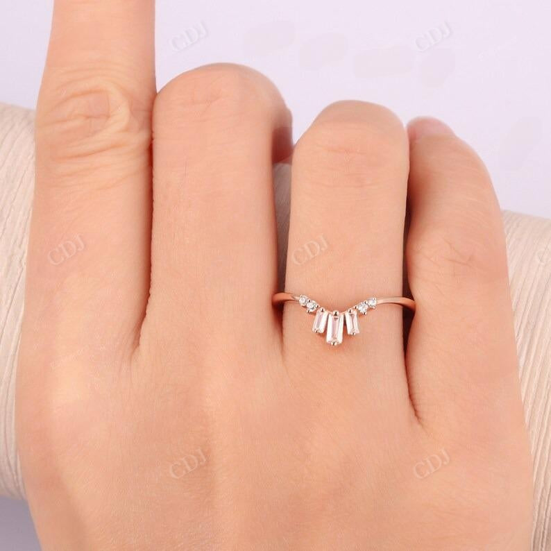 0.39CTW Baguette And Round Diamond Curved Wedding Band  customdiamjewel   