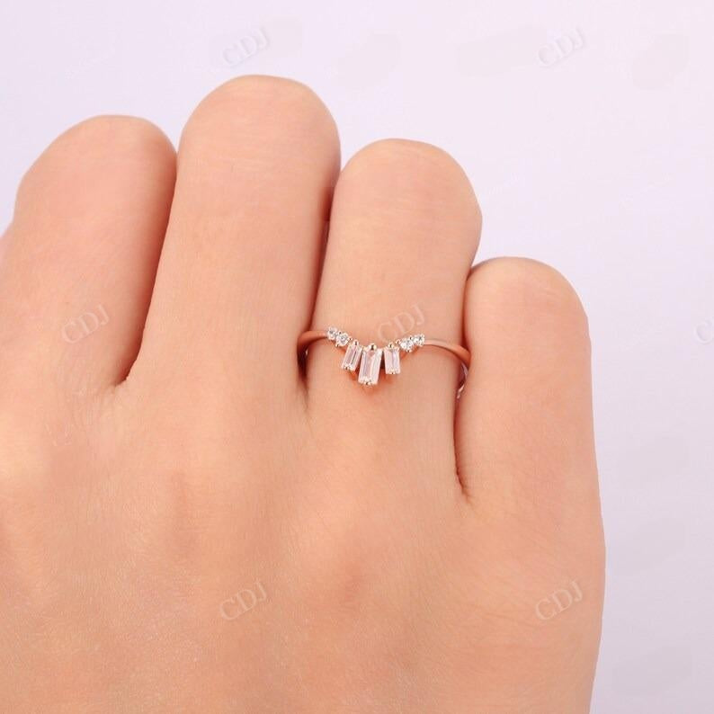 0.39CTW Baguette And Round Diamond Curved Wedding Band  customdiamjewel   