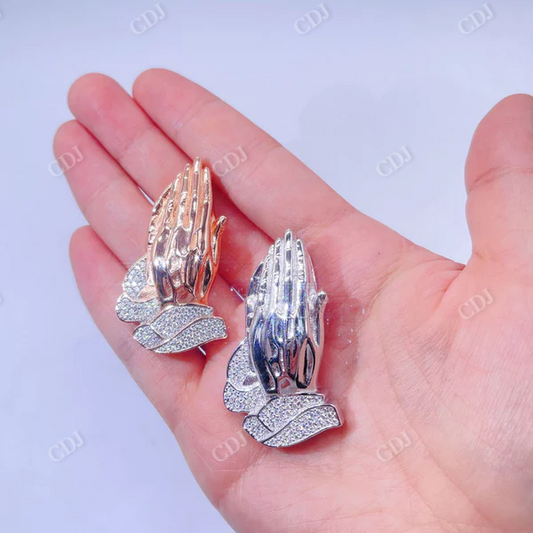 Iced Out Praying Diamond Hands Pendant
