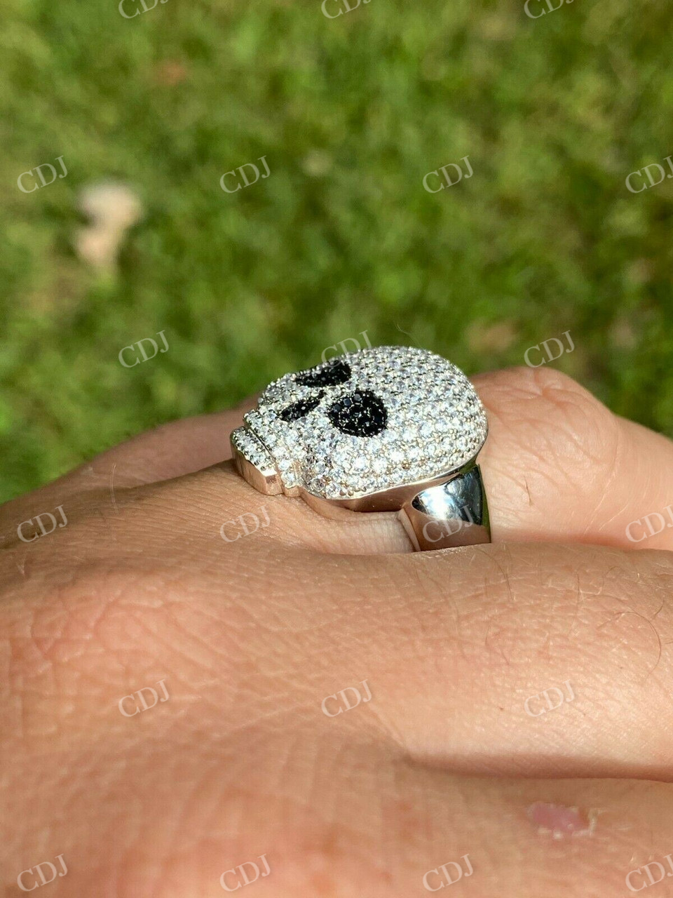 Hip Hop Skull Santa Muerte Iced Diamond Ring  customdiamjewel   