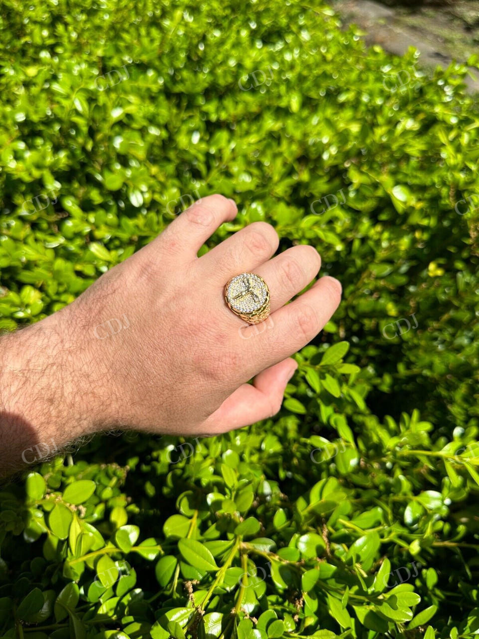 Hip Hop Solid Gold Diamond Jesus On Cross Ring  customdiamjewel   
