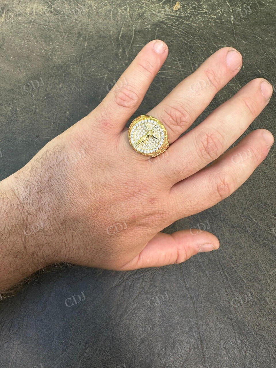 Hip Hop Solid Gold Diamond Jesus On Cross Ring  customdiamjewel   