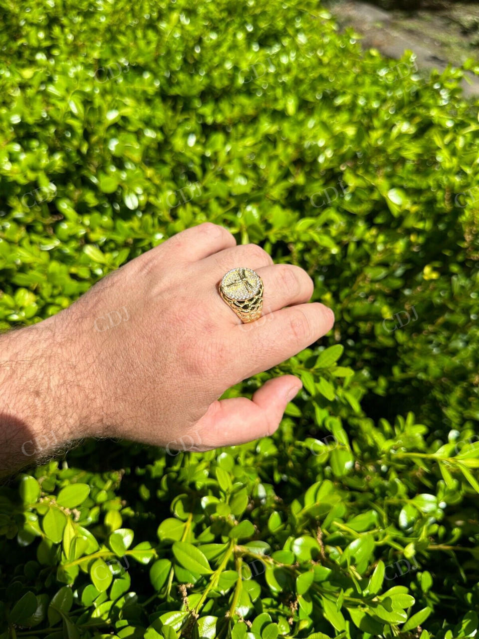 Hip Hop Solid Gold Diamond Jesus On Cross Ring  customdiamjewel   