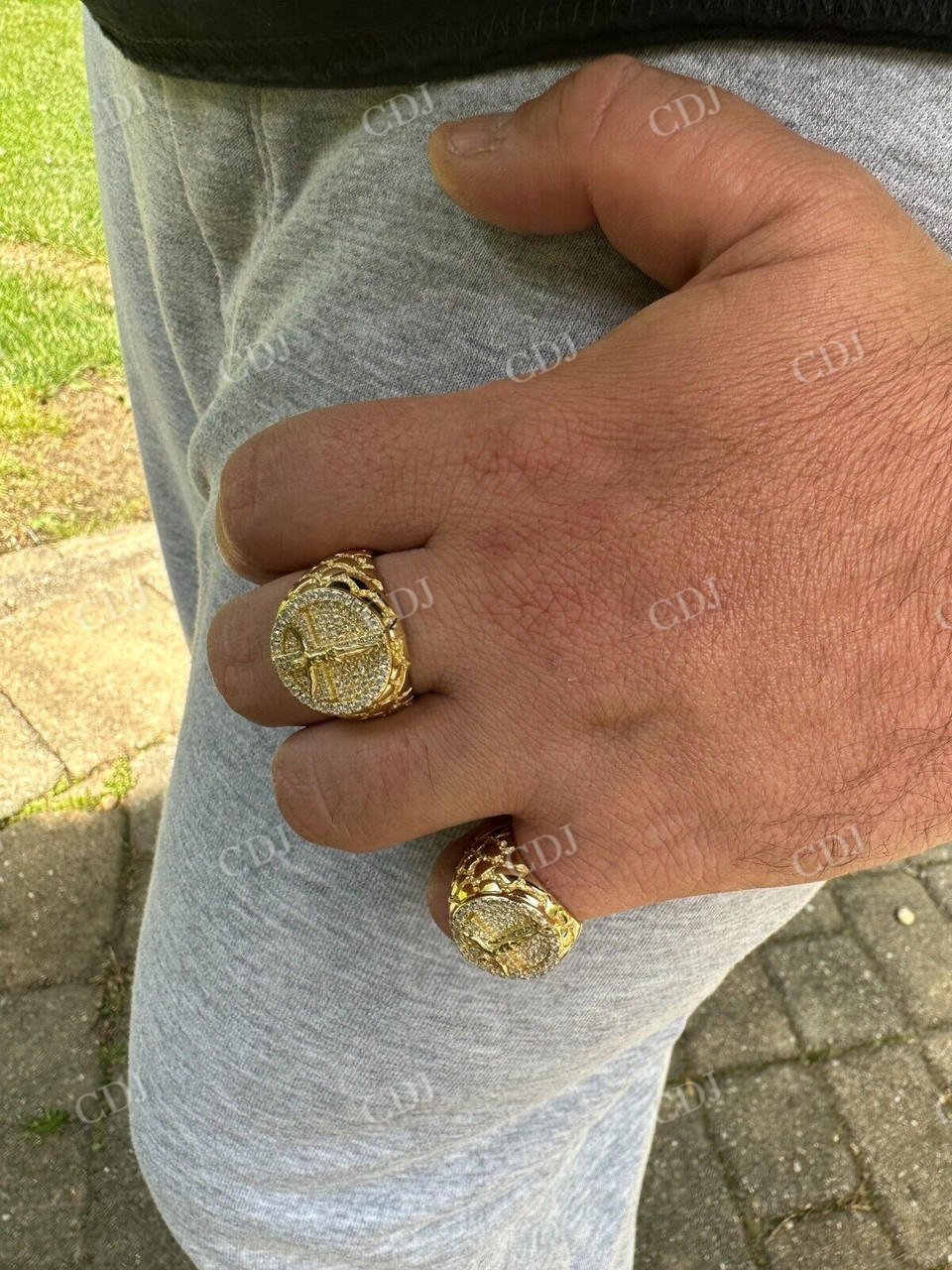 Hip Hop Solid Gold Diamond Jesus On Cross Ring  customdiamjewel   
