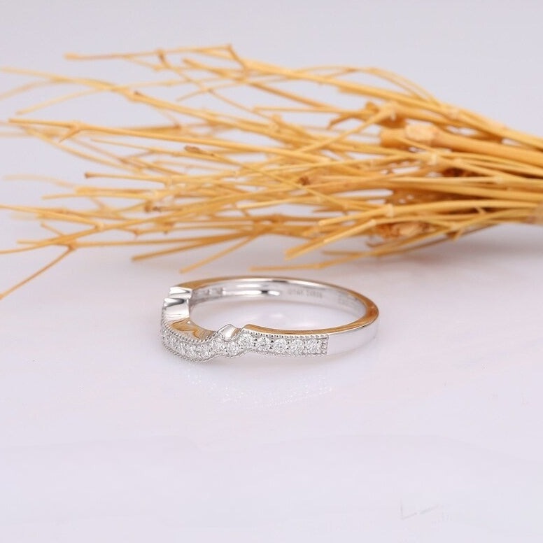 Milgrain Design Half Eternity Diamond Wedding Band  customdiamjewel   