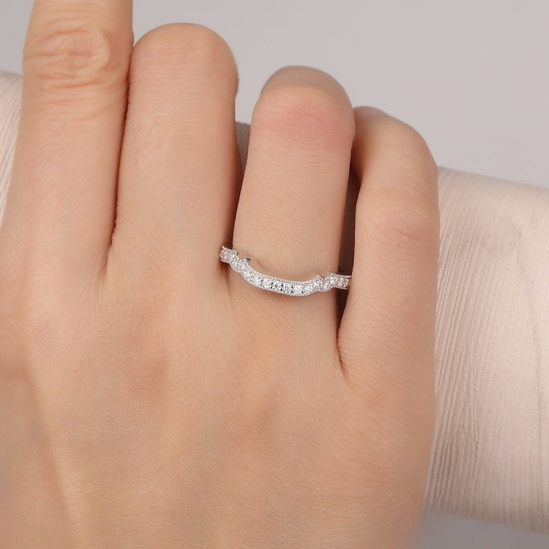 Milgrain Design Half Eternity Diamond Wedding Band  customdiamjewel   