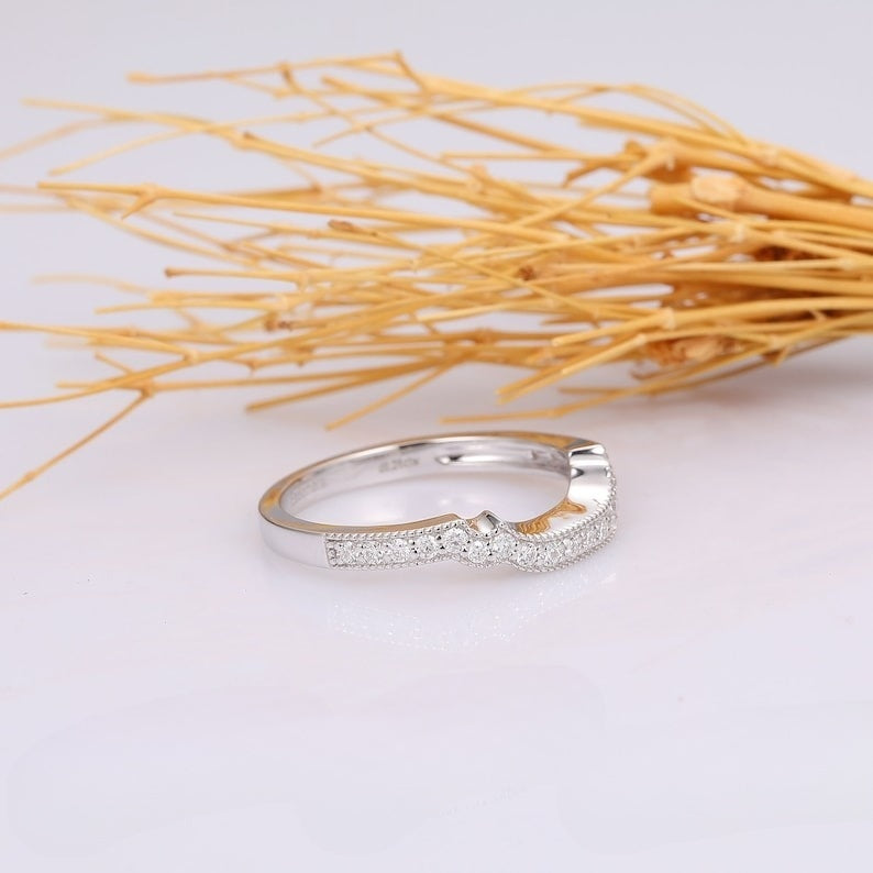 Milgrain Design Half Eternity Diamond Wedding Band  customdiamjewel   