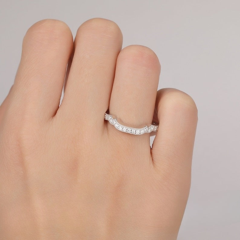 Milgrain Design Half Eternity Diamond Wedding Band  customdiamjewel   