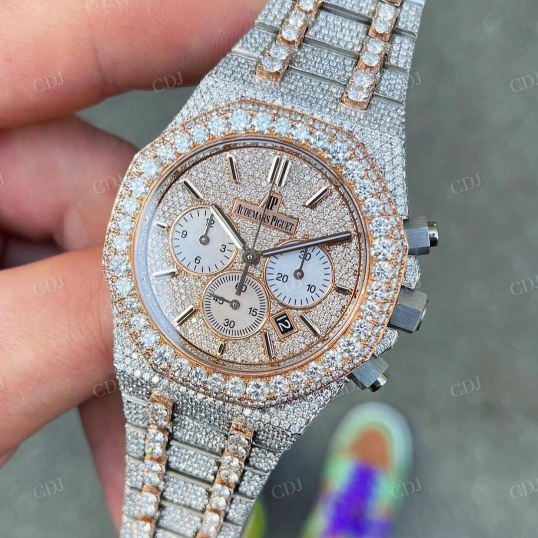 Two Tone Fully Diamond AP Iced Out Custom Watch β customdiamjewel