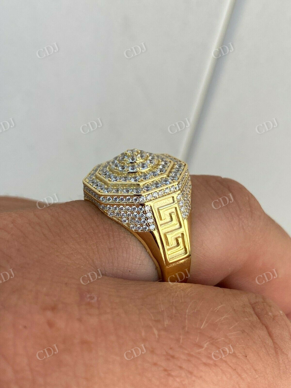 Super Iced Large Men's 14k Gold Solid Hip Hop Ring  customdiamjewel   