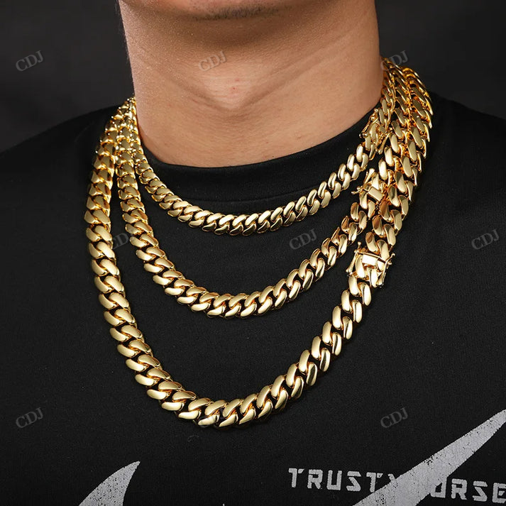 10-22MM Solid 10K Gold Cuban Link Chain hip hop jewelry CustomDiamJewel
