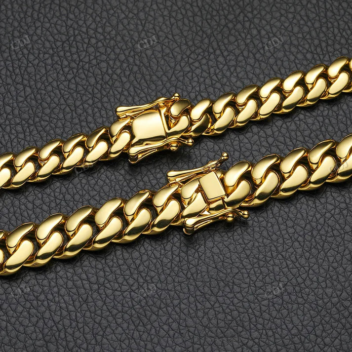10-22MM Solid 10K Gold Cuban Link Chain hip hop jewelry CustomDiamJewel