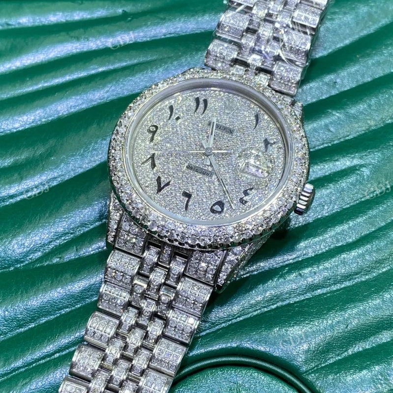 Hip Hop Fully Iced Out Moissanite Rolex Watch customdiamjewel