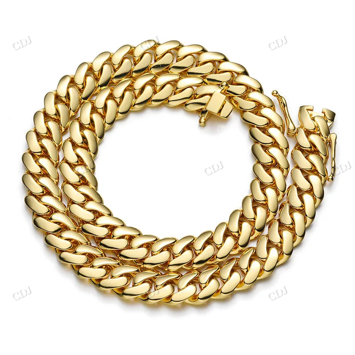 10-22MM Solid 10K Gold Cuban Link Chain hip hop jewelry CustomDiamJewel
