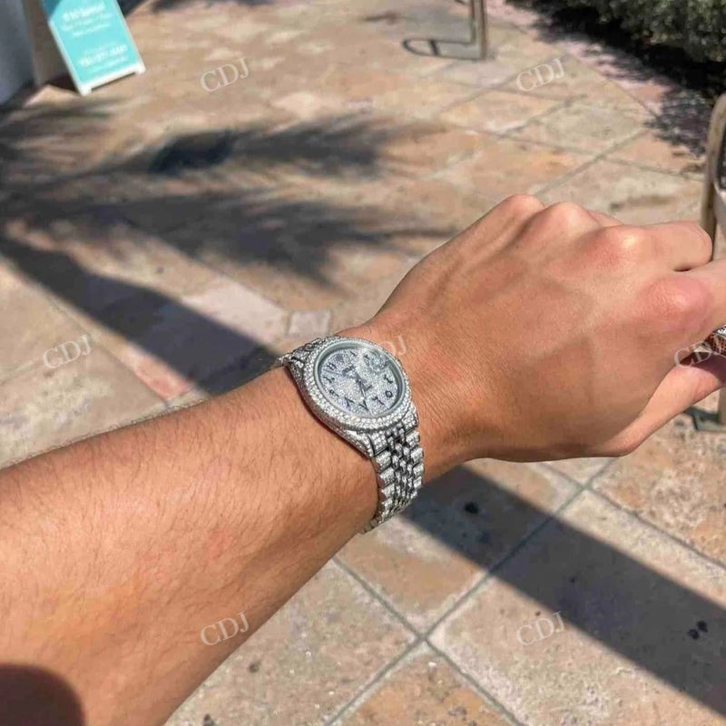 Hip Hop Fully Iced Out Moissanite Rolex Watch customdiamjewel