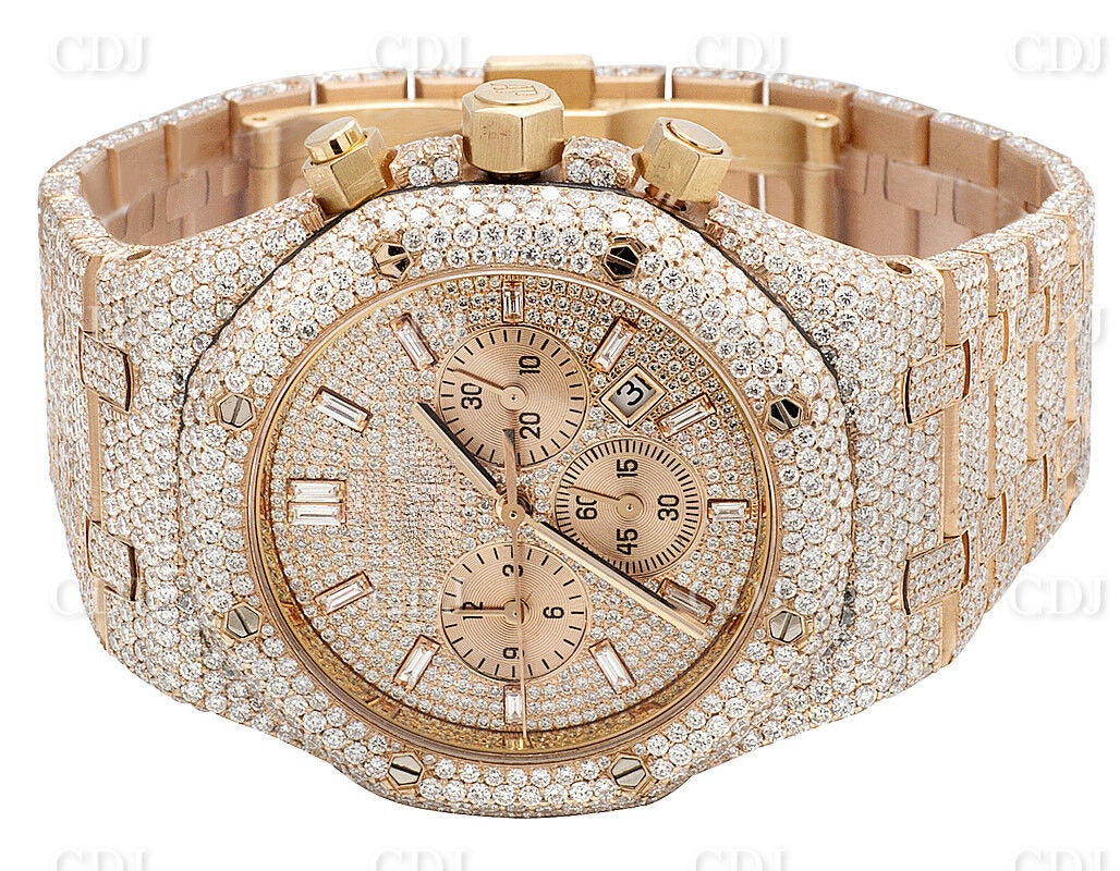 41MM Full Iced Out Round & Baguette VVS Moissanite Diamond Chrono Watch customdiamjewel