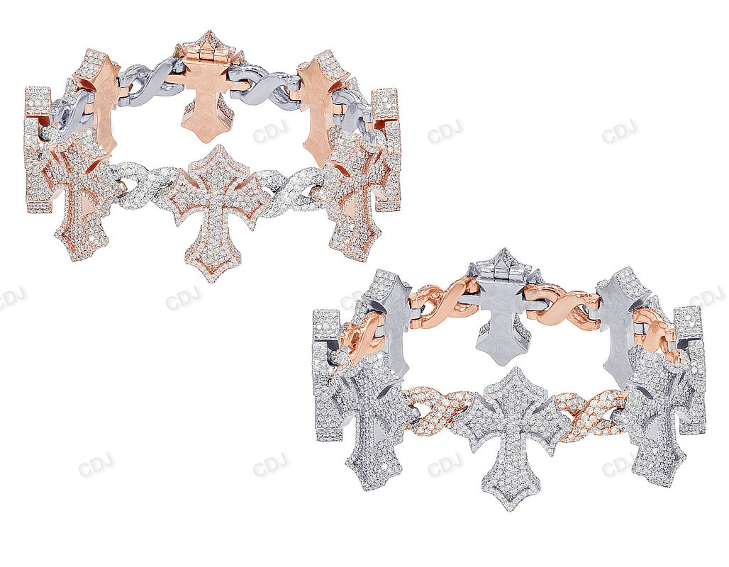 Two Tone High Quality Cluster Cross Bracelet hip hop jewelry customdiamjewel