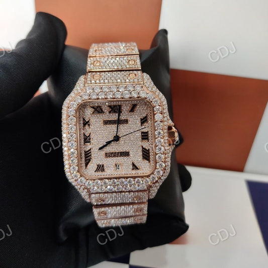 Cartier Lab Grown Diamond Wrist Full Rose Bust Down Watch customdiamjewel