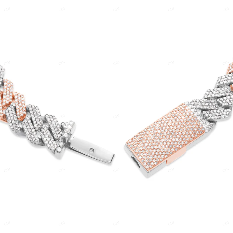 Two Tone Hip Hop Rapper Style Fully Iced Out Cuban Link Bracelet CustomDiamJewel