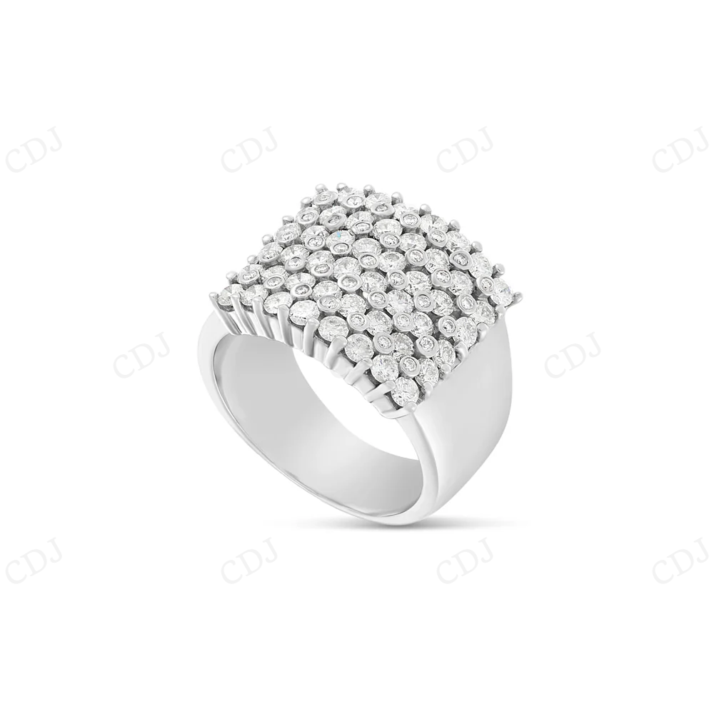 14K White Gold Square Shaped Diamond Mens Fashion Ring hip hop jewelry CustomDiamJewel