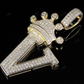 1.5" 0.35 CTW 10K Solid Gold Diamond Crown Initial 'V' Letter Pendant CustomDiamJewel
