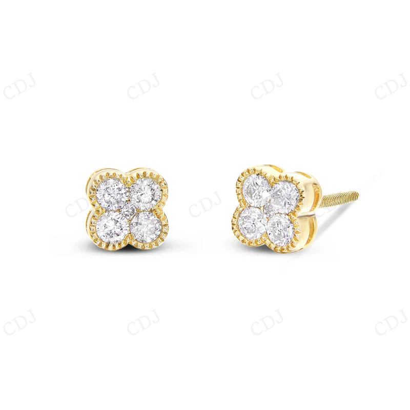 0.59 CT Moissanite Diamond Clover Stud Earrings Stud earrings CustomDiamJewel