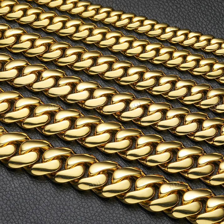 10-22MM Solid 10K Gold Cuban Link Chain hip hop jewelry CustomDiamJewel