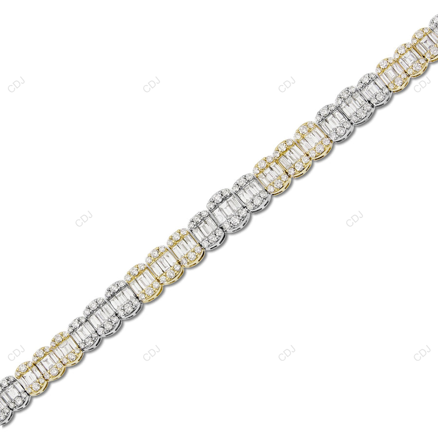 VVS Moissanite Two Tone Baguette Cut Tennis Chain CustomDiamJewel